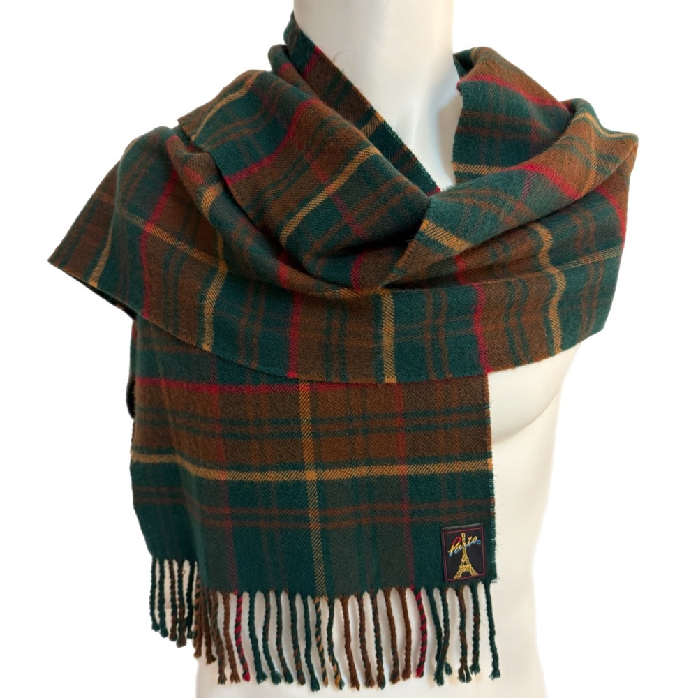 Paris 🇫🇷 Plaid Wool Blend Scarf – Made in France, Classic Tartan